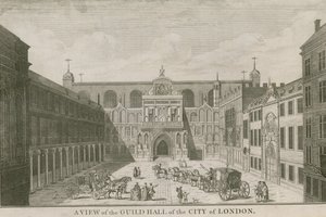 Utsikt over Guildhall of the City of London av English School