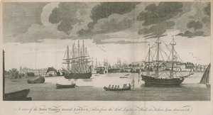 En utsikt over Themsen mot London, tatt fra Lord Ligoniers Head i Fishers Lane, Greenwich av English School