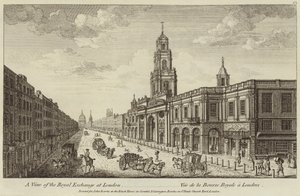 Utsikt over Royal Exchange i London av English School