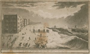 Utsikt over bryggen under stormen i Brighton av English School