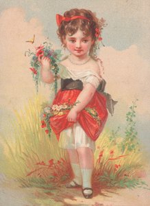 En ung jente som samler ville blomster av English School