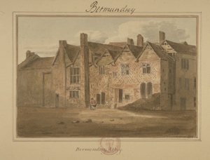 Abbey of St Saviour, Bermondsey, 1809 (wc på papir) av English School