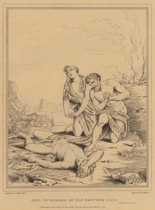 Abel myrdet av sin bror Kain, Genesis (gravering) av English School