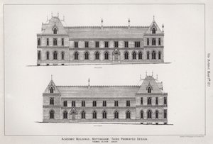 Akademiske bygninger, Nottingham, tredje premierte design (gravering) av English School