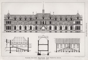 Akademiske bygninger, Nottingham, tredje premierte design (gravering) av English School