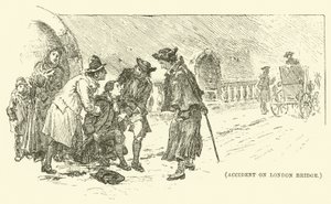 Ulykke på London Bridge (gravering) av English School