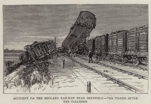 Ulykke på Midland Railway nær Sheffield, togene etter kollisjonen (gravering) av English School