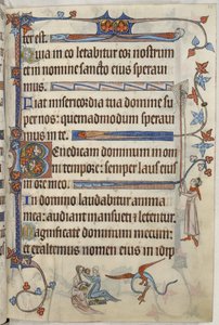 Legge til. 42130, f.63 Dame på toalettet hennes, illustrasjon fra 'The Luttrell Psalter', ca. 1321-35 (vellum) av English School