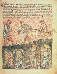 Legg til 47682 f.6 Kain og hans etterkommere, fra 'Holkham Bible', ca. 1320-30 (vellum) av English School