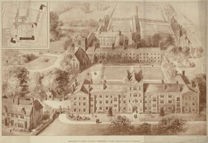 Tillegg til Jesus College, Cambridge (gravering) av English School
