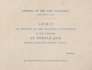 Adgangsbillett til åpningen av den nye Royal Exchange, London, 29. oktober 1844 av English School