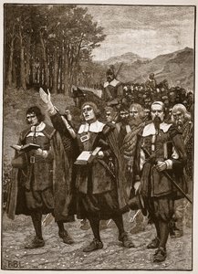 Advance of the Covenanters over grensen til England, illustrasjon fra Cassells Illustrated History of England (sepiafoto) av English School