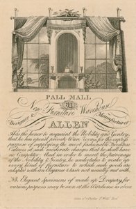 Annonse for Allens nye møbellager, 61 Pall Mall, London av English School