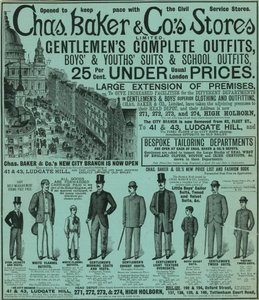 Annonse for Chas Baker & Cos Stores av English School