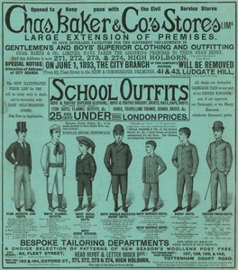 Annonse for Chas Baker & Cos Stores av English School