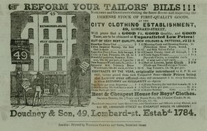 Annonse for Doudney & Son, City klesfirma, 49 Lombard Street, London av English School