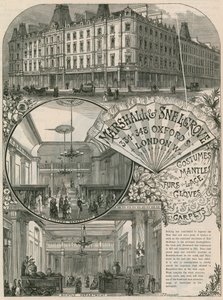 Annonse for Marshall & Snelgrove, Silk Mercers, Lacemen, Hosiers, of Vere Street, Oxford Street, London av English School