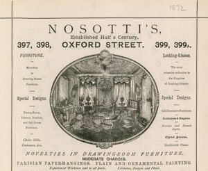 Annonse for Nosottis møbelbutikk, 397-399 Oxford Street av English School