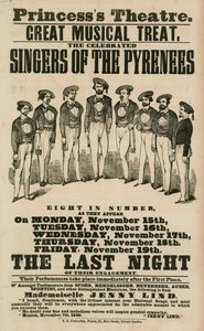 Annonse for Princess Theatre, London, med sangerne fra Pyreneene av English School