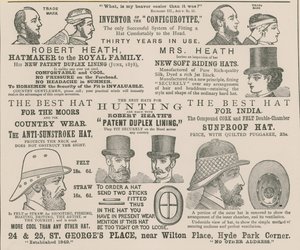 Annonse etter Robert Heath, hattemaker for kongefamilien av English School