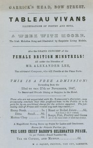 Anzeige für Tableau Vivans, Illustrationen von Poesie und Lied, Garricks Head, Bow Street, London von English School