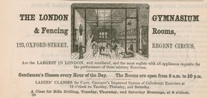 Annonse for London Gymnasium & Fencing Rooms, 123 Oxford Street, Regent Circus av English School
