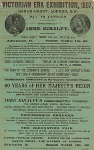 Annonse for Victorian Era Exhibition, 1897, på Earls Court av English School