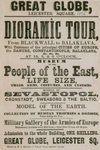 Annonser for en dioramisk tur fra Blackwall til Balaklava, med tablåer over de viktigste byene i Europa av English School