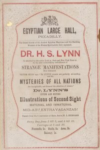 Annonse for opptreden til Dr HS Lynn i Egyptian Hall av English School