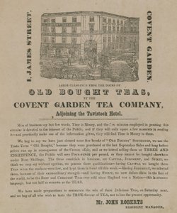 Annonse for gammel kjøpt te fra Covent Garden Tea Company av English School