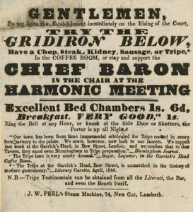 Annonse for Garricks Head, Bow Street av English School