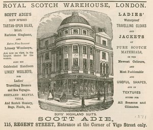 Annonse for Royal Scotch Warehouse, 115 Regent Street, London av English School