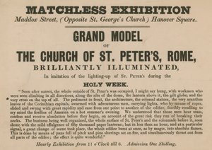 Annonse for utstilling av en modell av St. Peterskirken, Roma av English School