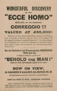 Annonse for utstillingen av en kopi av maleriet Ecce Homo av Correggio (Antonio Allegri) av English School