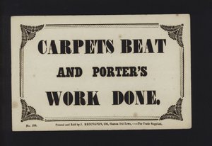 Annonse: Tepper beat og porters arbeid utført (type) av English School