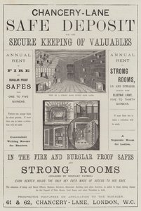 Annonse, Chancery-Lane Safe Deposit (gravering) av English School