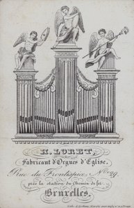 Annonse for H Loret, produsent av kirkeorgler, Brussel, Belgia (litho) av English School