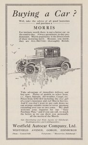 Annonse for Morris-biler, 1926 av English School
