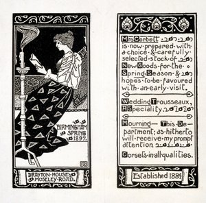 Annonse for fru Corbett ved Drayton House, Birmingham, 1897 av English School