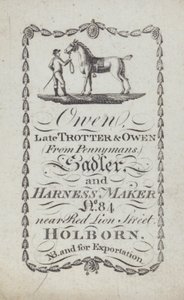 Reklame for Owen, salmaker og seletøysmaker, London (litografi) av English School