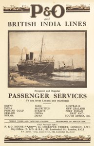 Annonse for P og O og British India Lines (farge litho) av English School