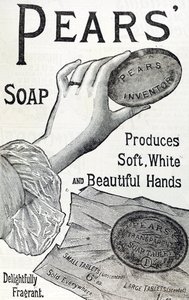 Annonse for Pæresåpe. 1887. Gravering av English School
