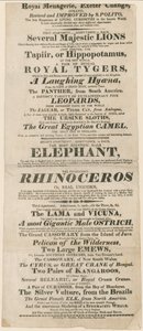 Annonse for Royal Menagerie, Exeter Change av English School