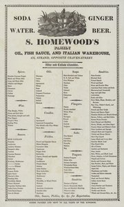Annonse for S Homewoods olje, fiskesaus og italiensk lager av English School
