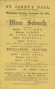 Annonse for en produksjon av Rossinis Messe Solennelle av English School