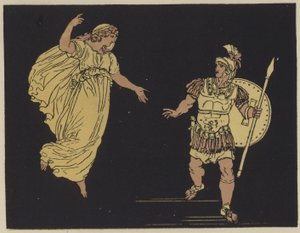 Aeneas og skyggen av Creusa (farge litho) av English School