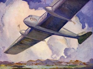 Fremtidens fly (fargelitografi) av English School