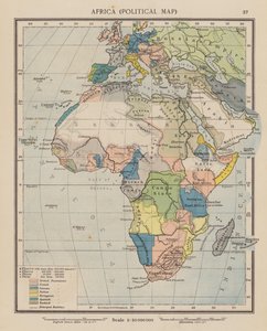 Afrika, politisk kart (fargelitografi) av English School
