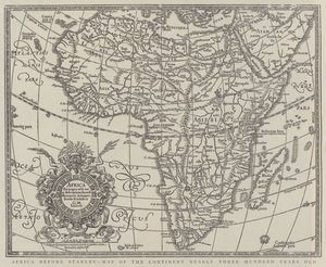 Afrika før Stanley, kart over kontinentet nesten tre hundre år gammelt (gravering) av English School