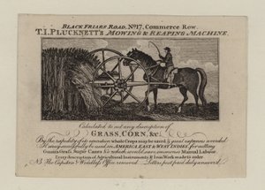 Landbruksutstyrsprodusenter, T I Plucknett, handelskort av English School
